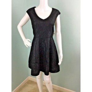 NWT Women's MADE for Impulse Black Cap Sleeve A-Line Brocade Dress Size L Large